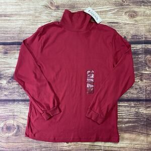 Vtg Basic Editions Women's Sz Large Red Turtleneck Vintage Cotton Blend